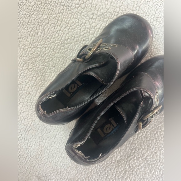 VINTAGE 90S Y2K LEI BROWN CHUNKY LEATHER PLATFORM SHOES 6.5 WOMENS - Picture 6 of 10